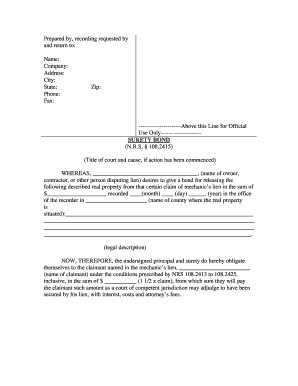 Nevada Surety Bond Form - Individual