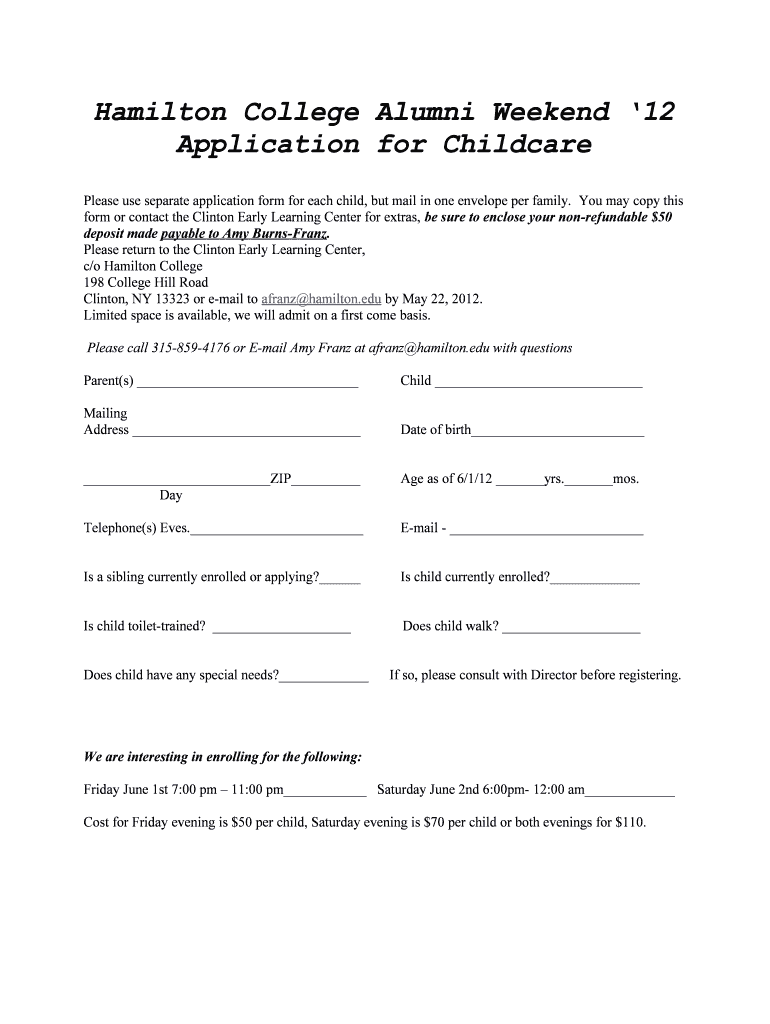 Form - My Hamilton - Hamilton College - my hamilton Preview on Page 1