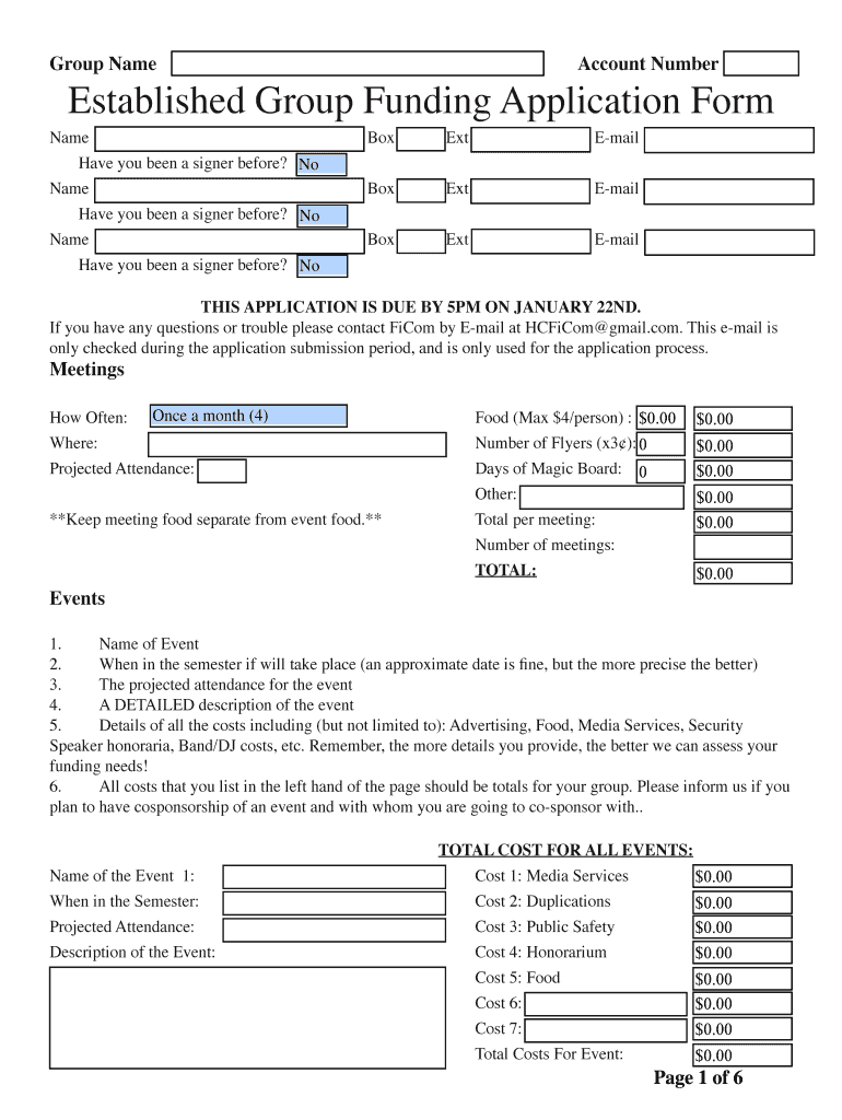 Established Group Funding Form 2007 - Hampshire College Preview on Page 1
