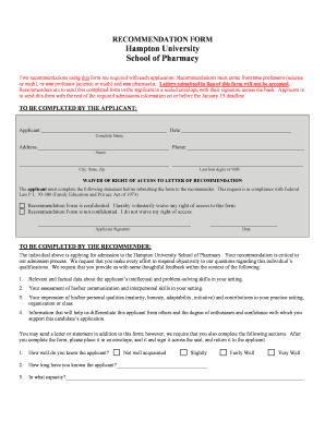 hampton university recommendation forms