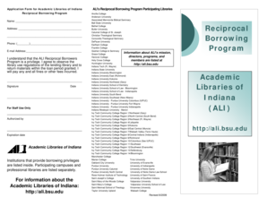 Academic Libraries of Indiana Reciprocal Borrowing Program Application