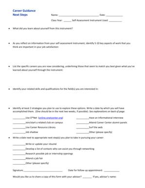 Career Guidance Next Steps Form