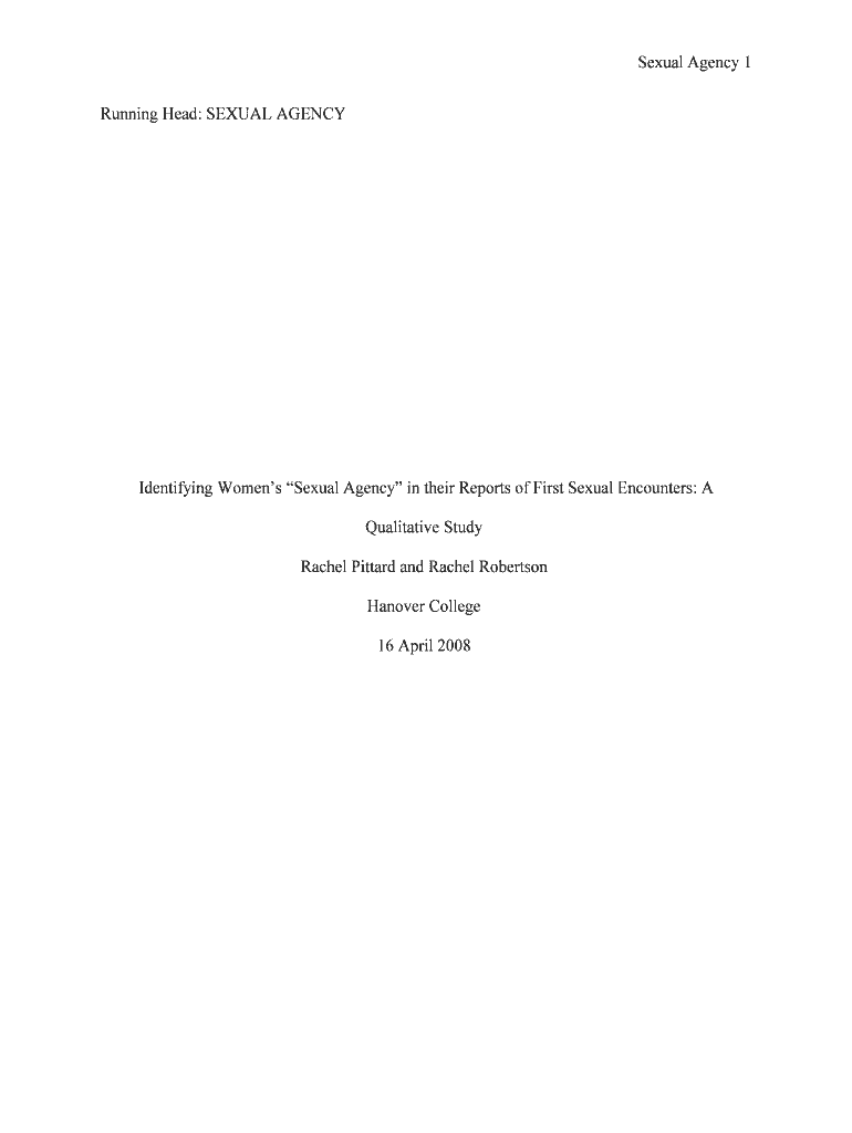 Sexual Agency - Hanover College Psychology Department - psych hanover Preview on Page 1