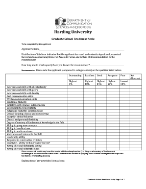 Graduate School Readiness Scale Form