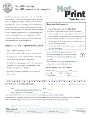 Net-Print Cash Account Funds Deposit Form