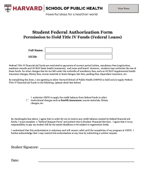 Student Federal Authorization Form