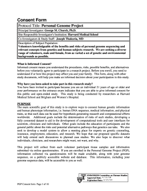 Personal Genome Project Consent Form