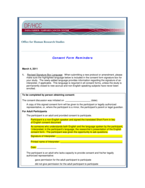 Office for Human Research Studies Consent Form Reminders - dfhcc harvard