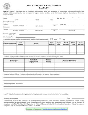 Faculty Employment Application