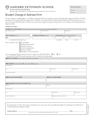 Student Change of Address Form