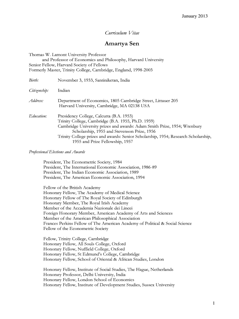 Amartya Sen - Edmond J Safra Center for Ethics - Harvard Preview on Page 1