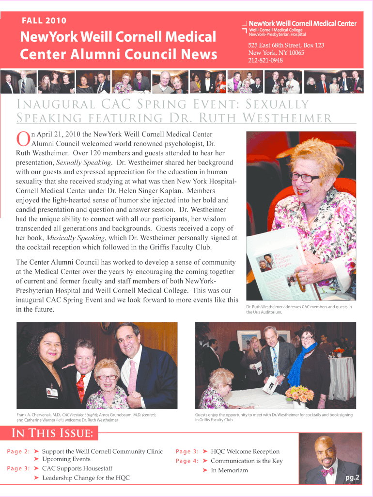 Center Alumni Council News Preview on Page 1