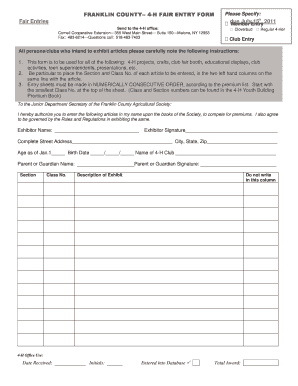 4-H Fair Entry Form