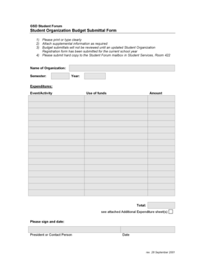 Asu budget review form - Student Organization Budget Submittal Form - gsd harvard