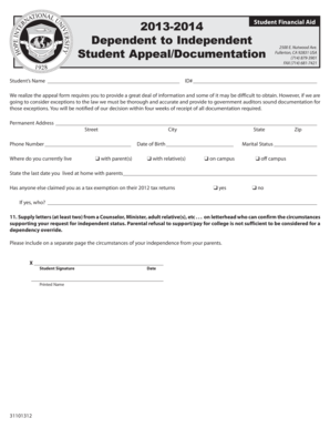 Student Financial Aid Appeal Form