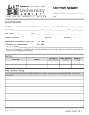 Employment Application Form