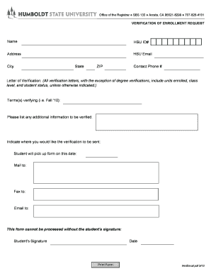 Verification of Enrollment Request