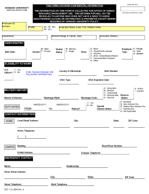 Howard University Employee Contact Form