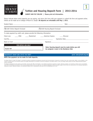 Tuition and Housing Deposit Form