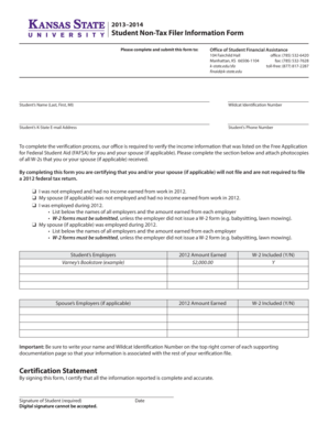 Student Non-Tax Filer Information Form