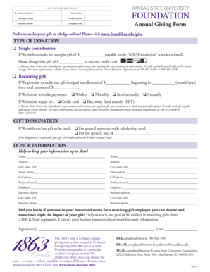 Kansas State University Annual Giving Form