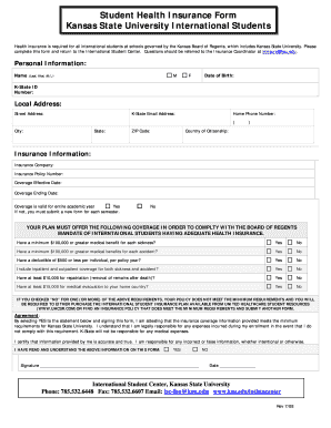 Student health insurance waiver form - Kansas State University - k-state