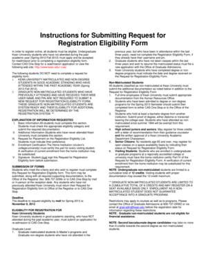 Kean University Registration Eligibility Form