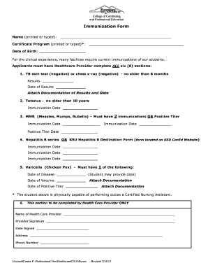 Immunization Form
