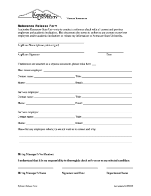 Reference Release Form