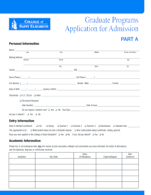 Graduate Programs Application for Admission