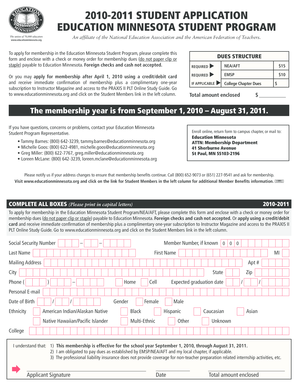 Education Minnesota Student Program Application