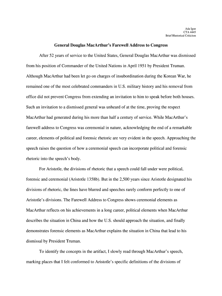 Brief Rhetorical Criticism Preview on Page 1