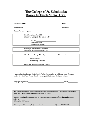 The College of St. Scholastica Request for Family Medical Leave - resources css