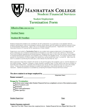 Student Employment Termination Form