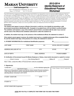 2013-2014 FAFSA Verification Form