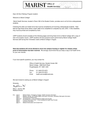 Marist College Health Forms