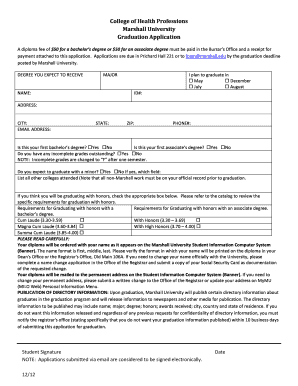 Application for dmc from university - Graduation Application Form - Marshall University