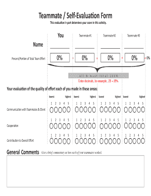 Teammate / Self-Evaluation Form - sites csn