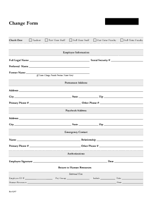 Employee Information Change Form