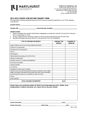 marylhurst parent low income verification form