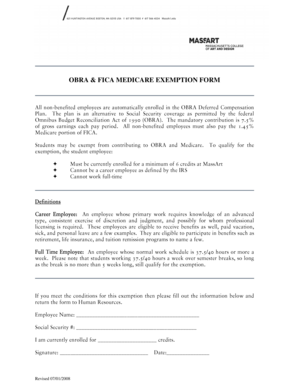 OBRA & FICA Medicare Exemption Form
