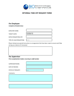 Internal Time-Off Request Form