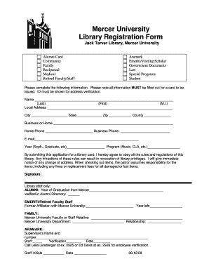 Mercer University Library Registration Form - libraries mercer