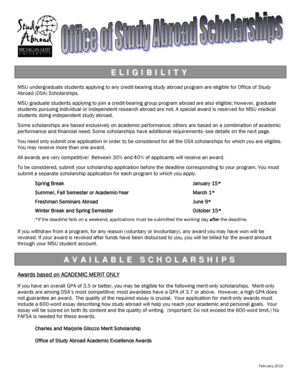 MSU Study Abroad Scholarship Application