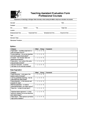 Fillable Online Education Msu Teaching Assistant Evaluation Form