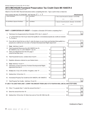 Michigan Farmland Preservation Tax Credit Claim MI-1040CR-5