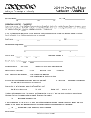 Direct PLUS Loan Application