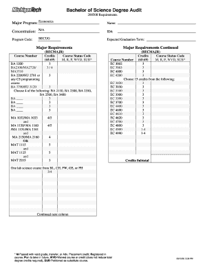 Bachelor of Science Degree Audit Form