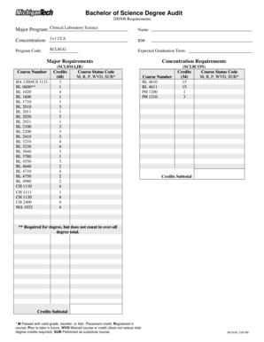 Bachelor of Science Degree Audit Form