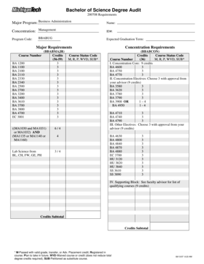 Bachelor of Science Degree Audit Form